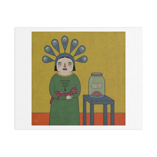 Reserved for Worries, Cartoon Art Print on Canvas