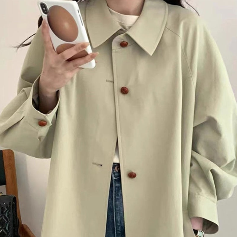 Women's Retro Lantern Sleeve Mid-Length Fashion Trench Coat