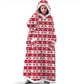 Christmas Hoodie Warm Long Reindeer-Design Blanket