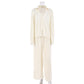 Long-Sleeve Woollen Fine RIb Knit Women's Pants Suit