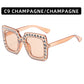 Large Square-Frame Avant Garde Sunglasses with Sparkling Rhinestones