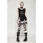 Dark in Love Quinn Punk Black and White Checkered Asymmetrical Messy Net Skirt