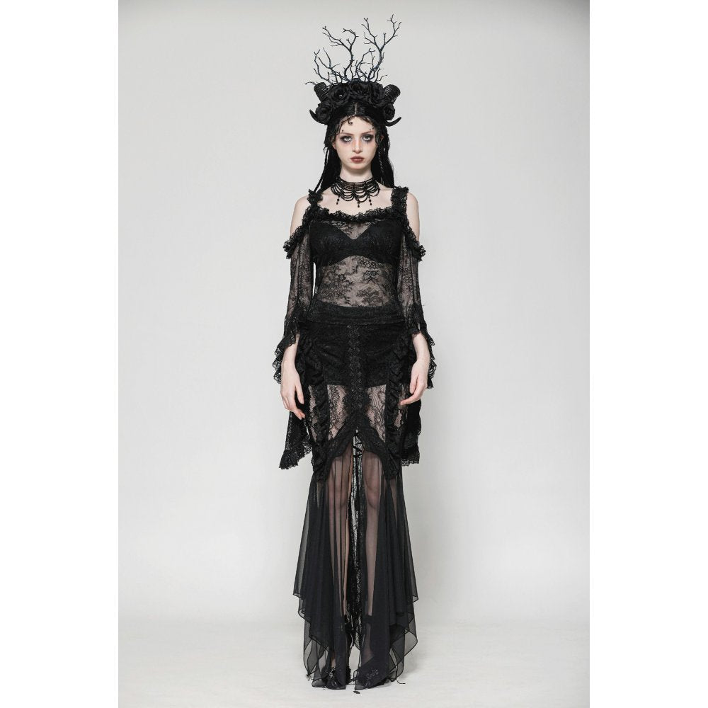 Dark in Love Delaney Gothic Romantic Lace Flare-Sleeve Top