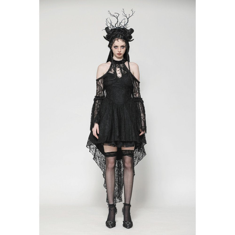 Dark in Love Gem Gothic Vine Lace-Tail Dress