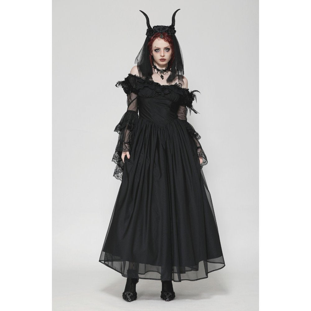 Dark in Love Millicent Black Tulle Feather Fantasy dress