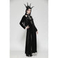Dark in Love Vera Gothic Velvet High-Slit Maxi Dress with Hollow Neckline, Embroidered Buttons