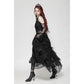 Dark in Love Carys Black Gothic Asymmetrical Lace Off-Shoulder Dress with Rhinestone Detail