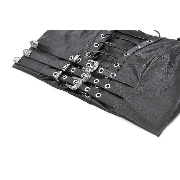 Dark in Love Ravena Buckled Faux Leather Corset Top