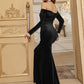 Velvet Evening Dress Elegant Off-Shoulder, High-End Tailoring