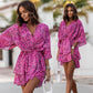 Vireous Fashion Print Doll-Sleeve Loose Summer Dress