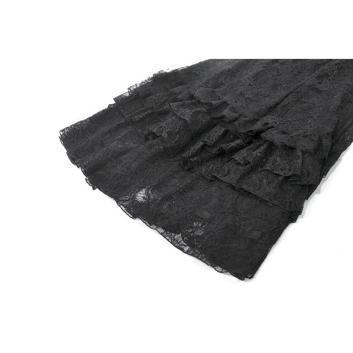 Dark in Love Vintage Gothic Lace-Layered Maxi Skirt