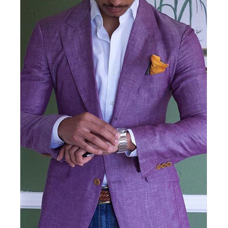 Men's British-Style Purple Blazer