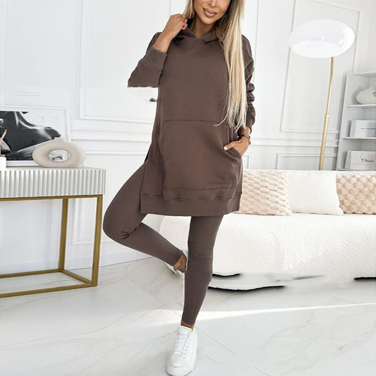 Women's Loose Hooded Sweater and Pants Set, Multi Colours