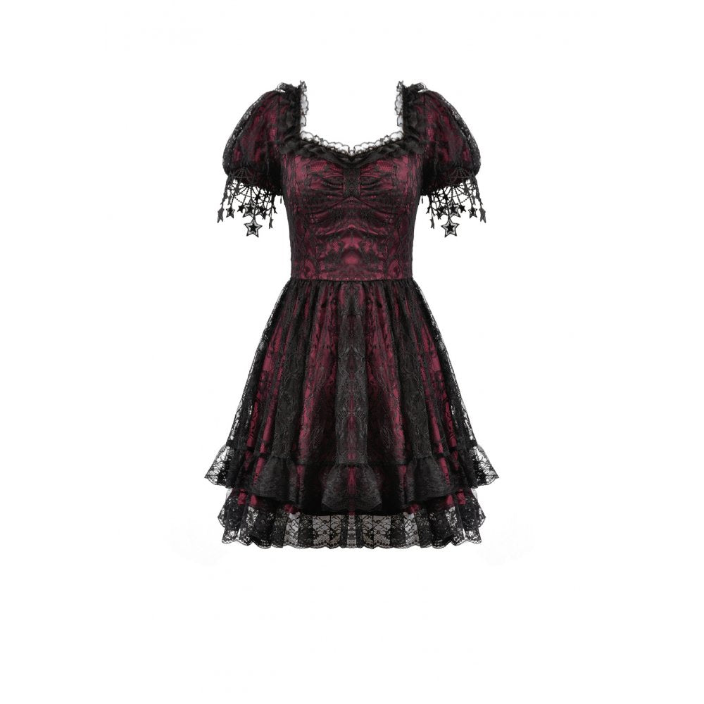 Dark in Love Red Black Lace Princess Dress