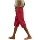 Women's Split Mid-Length Capri Shorts, Summer Casual Elastic Waist, Plus Sizes