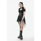 Dark in Love Draven Layered Mesh and Faux Leather Waist Cincher Skirt
