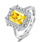 Crystal Square Design, Sparkling Yellow or Purple Citrine Adjustable Ring