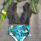Ruffles Two-Piece Swimsuit, Printed Split Bikini Women's Swimwear