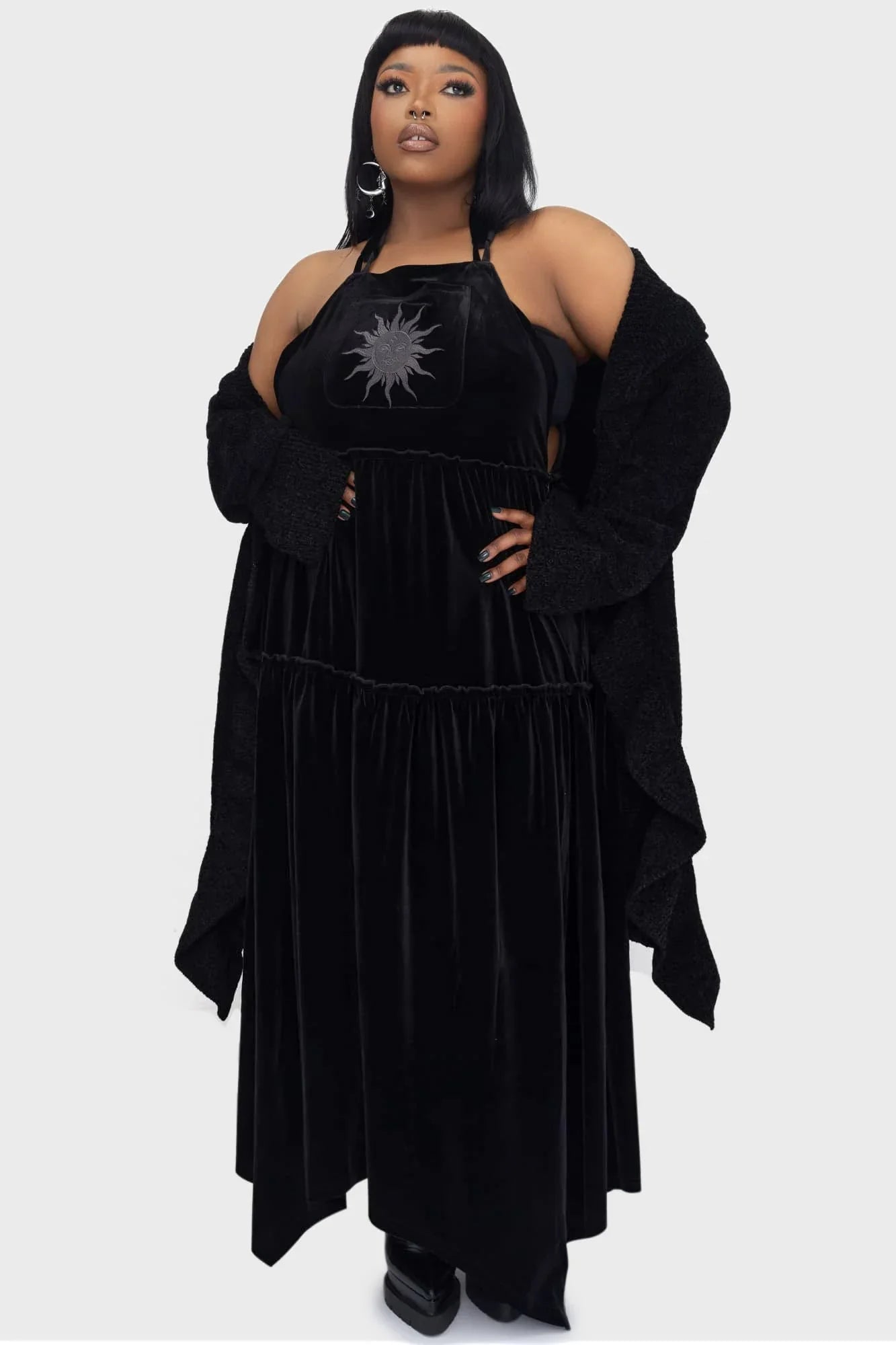 Killstar Ascended Velvet Maxi Pinafore Dress