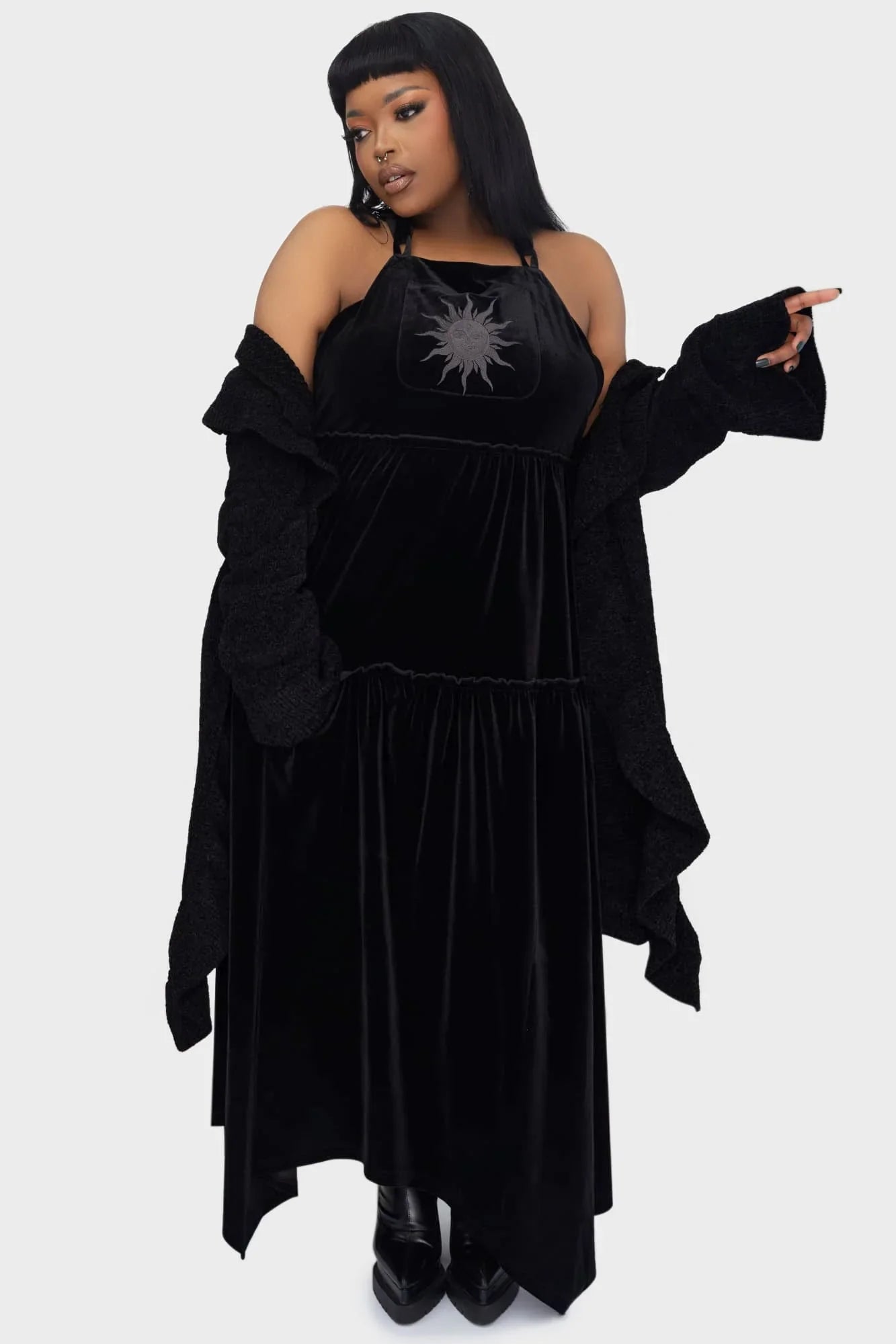 Killstar Ascended Velvet Maxi Pinafore Dress