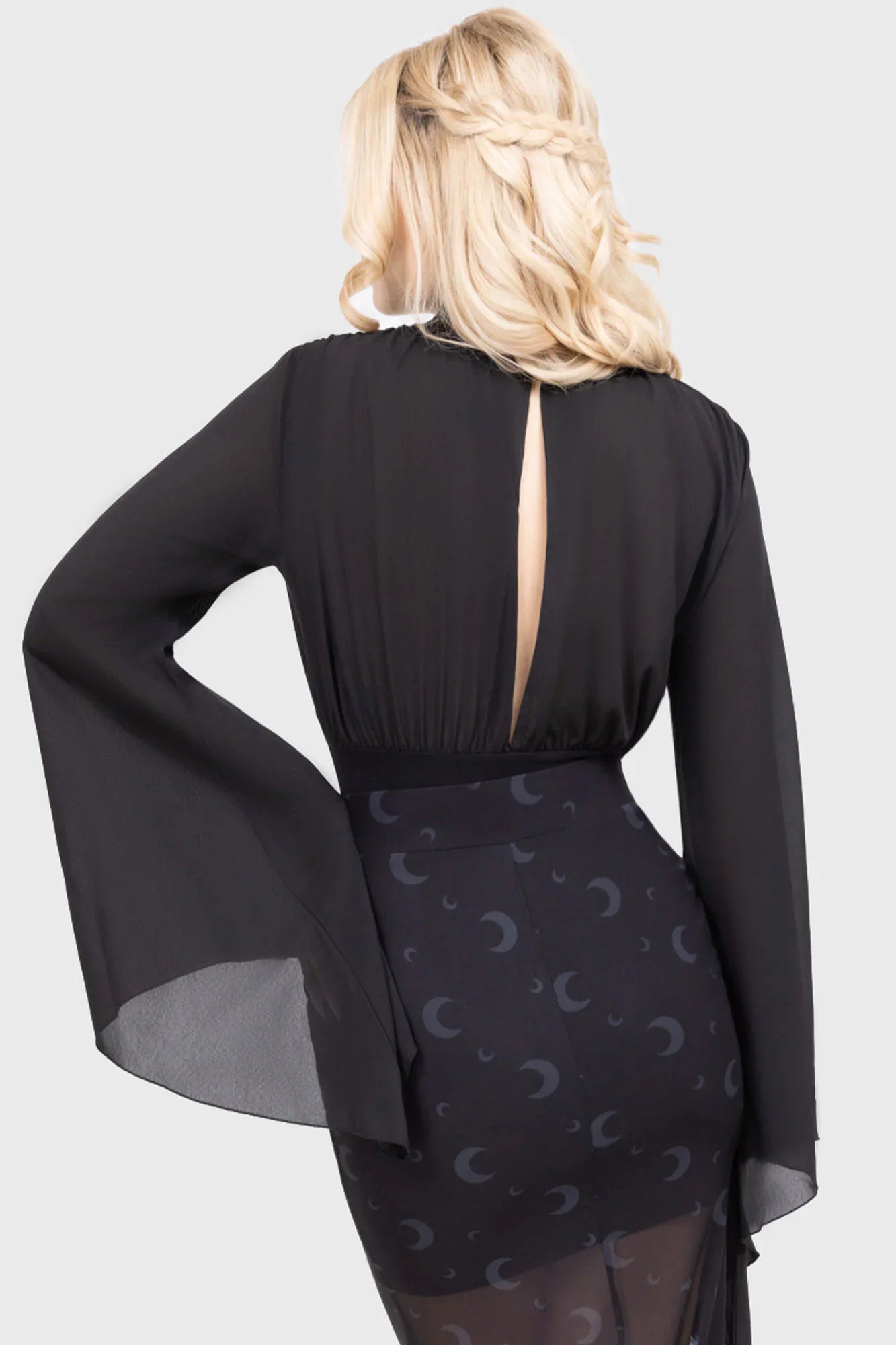 Killstar Astralune High Neck Flared-Sleeve Top