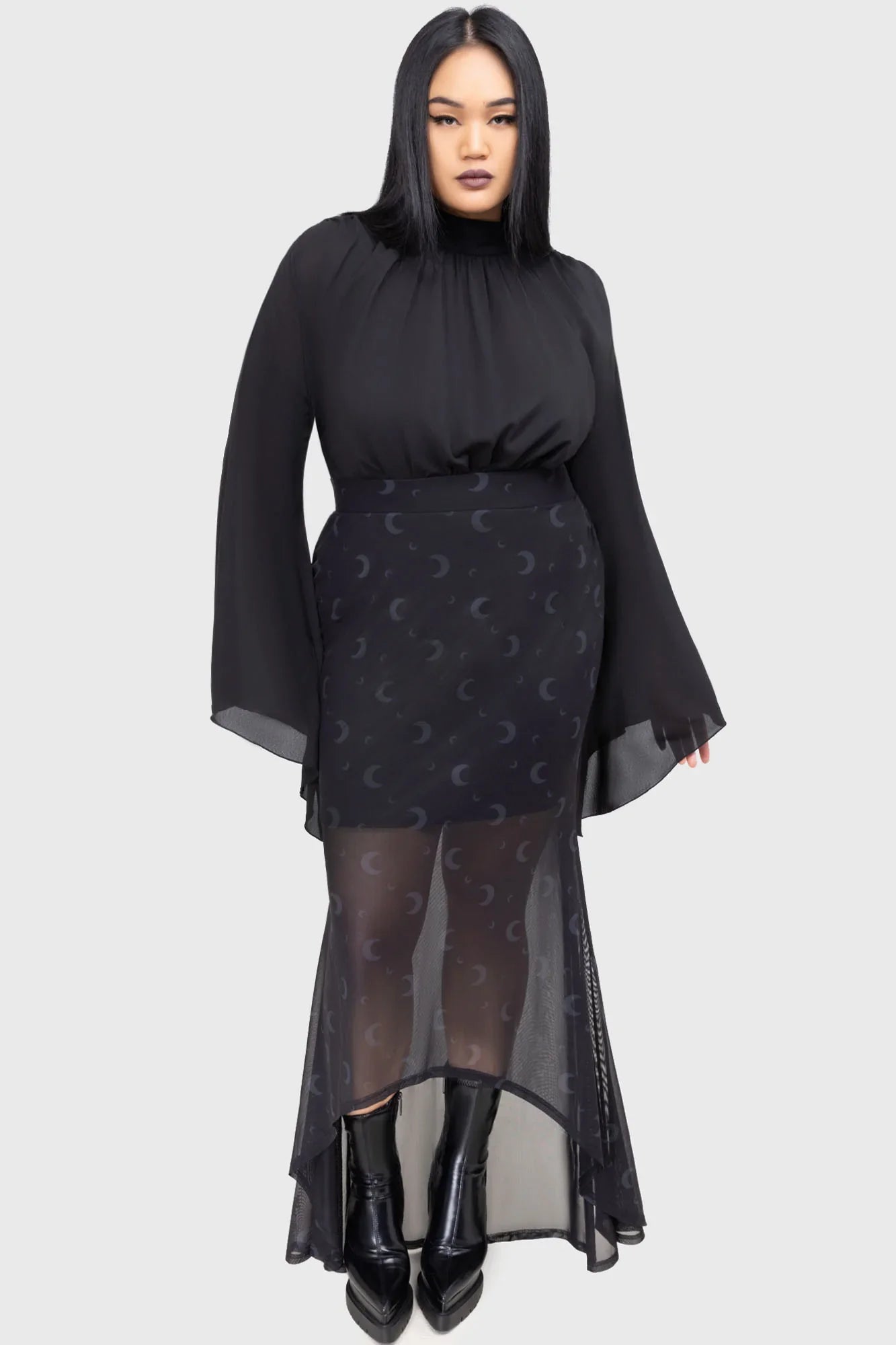 Killstar Astralune High Neck Flared-Sleeve Top