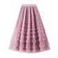 Vireous Solid Colour Ball Gown Long Tiered Skirt