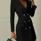 Vireous Women's Double-Breasted Military Style Blazer Dress