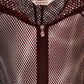 Banned Apparel Liora Red Metallic Fishnet Hoodie, Skull Zip Gothic Outerwear