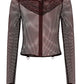 Banned Apparel Liora Red Metallic Fishnet Hoodie, Skull Zip Gothic Outerwear