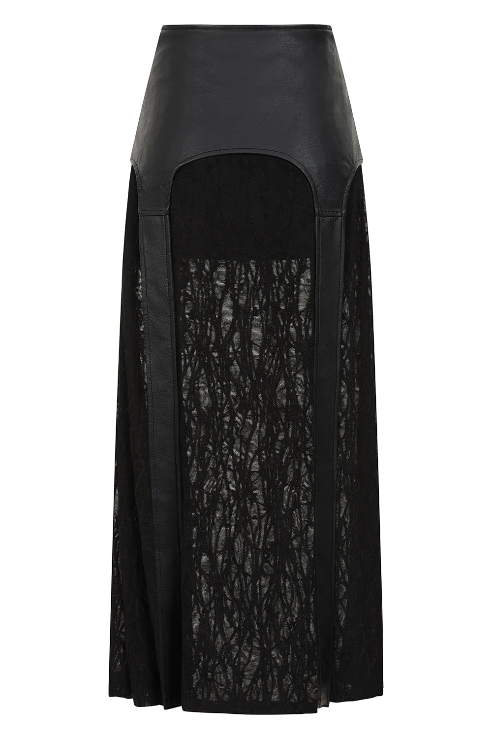 Banned Apparel Velkyn Faux Leather and Knit Panel Skirt in Black