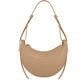 French-Design Textured Leather Crossbody Crescent Bag