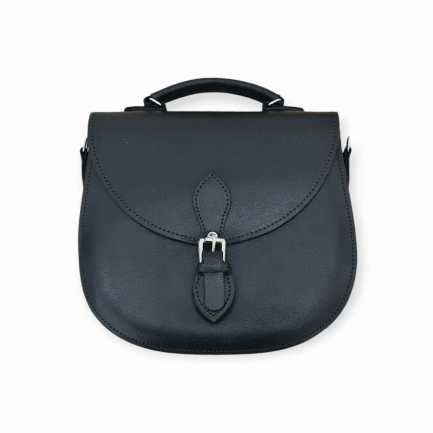 Handmade Tannery Leather Saddle Bag in Black