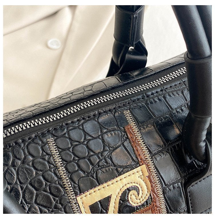 バッグ D&G Patchwork Leather Boston Bag Cross Body Patchwork Embroidered Tablet-Friendly Boston Bag