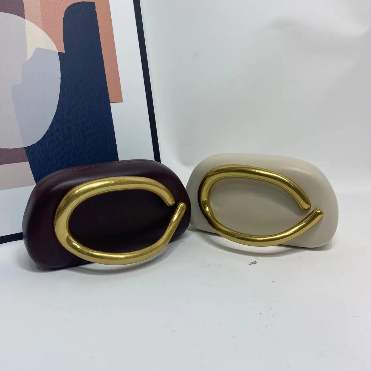 Vireous Avant Garde Clutch Bag with Metal Decor