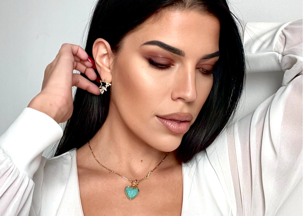 Sanora Luxe 18K Gold-Plated Turquoise T-Bar Heart Necklace
