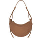 French-Design Textured Leather Crossbody Crescent Bag