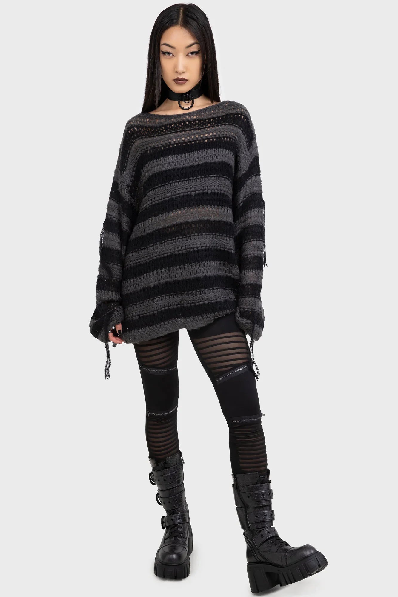 Killstar Clara's Trap High Waisted Mesh Panel Leggings