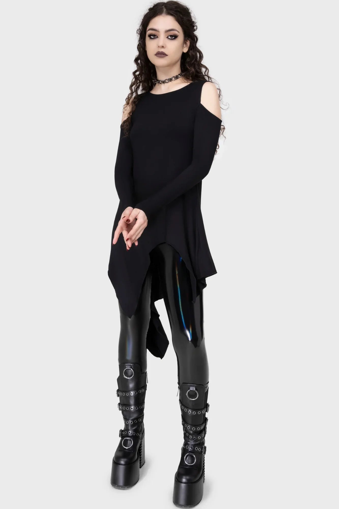 Killstar Darkwaves & Raves Hi-Shine Faux Leather Leggings