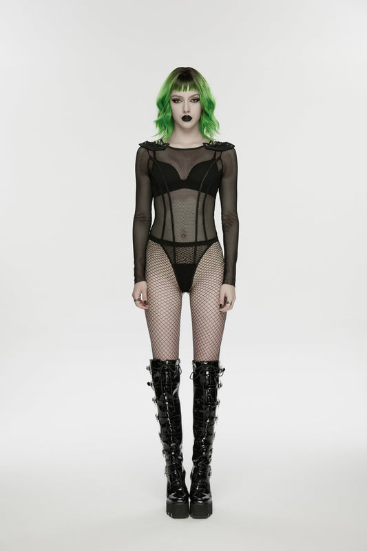 Punk Rave Cyberpunk Armor Mesh Bodysuit