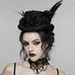 Punk Rave Goth Feather Formal Hat, Gothic Retro-Style