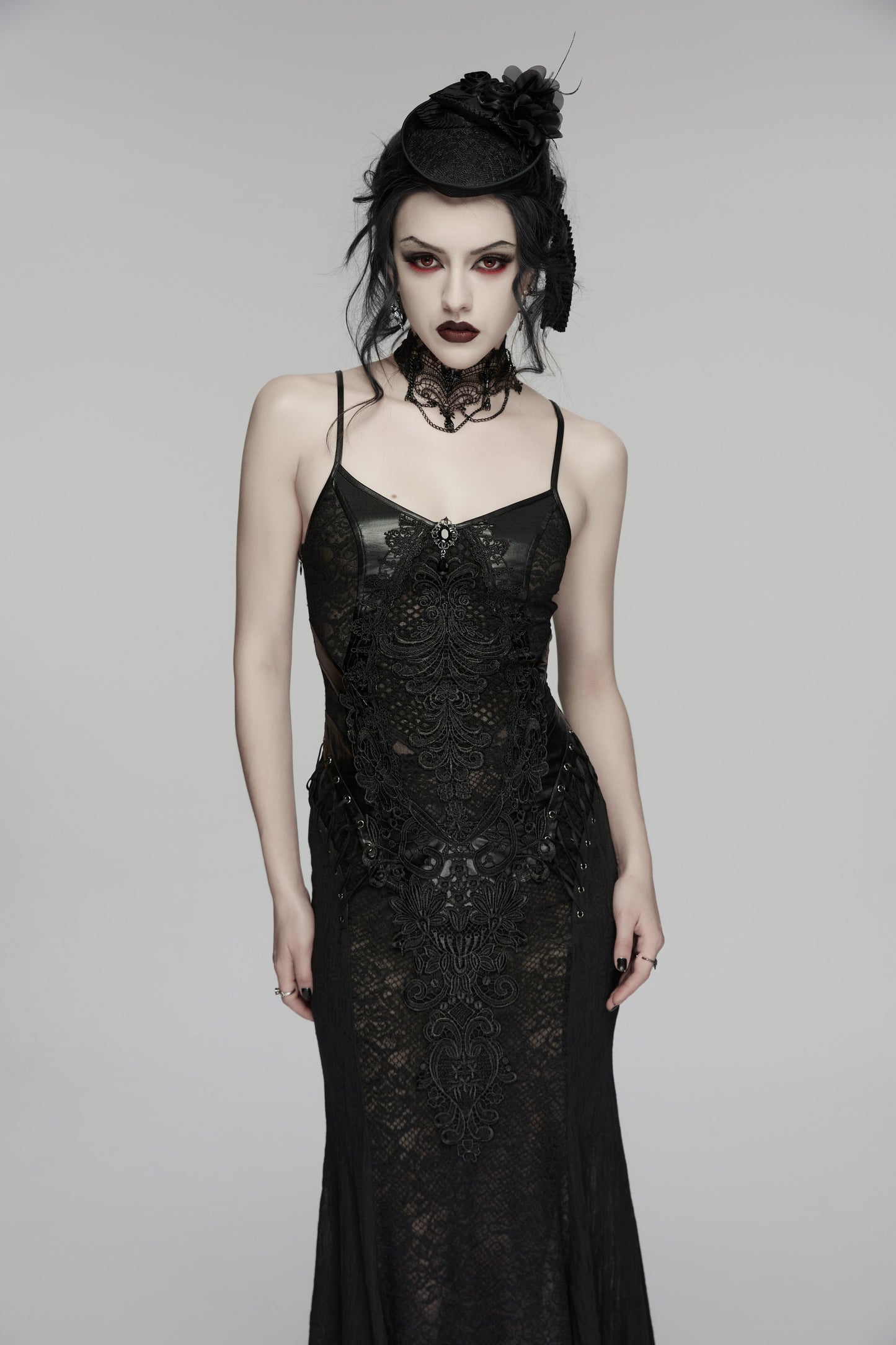 Punk Rave Goth Rose Ribbon Vintage Formal Hat