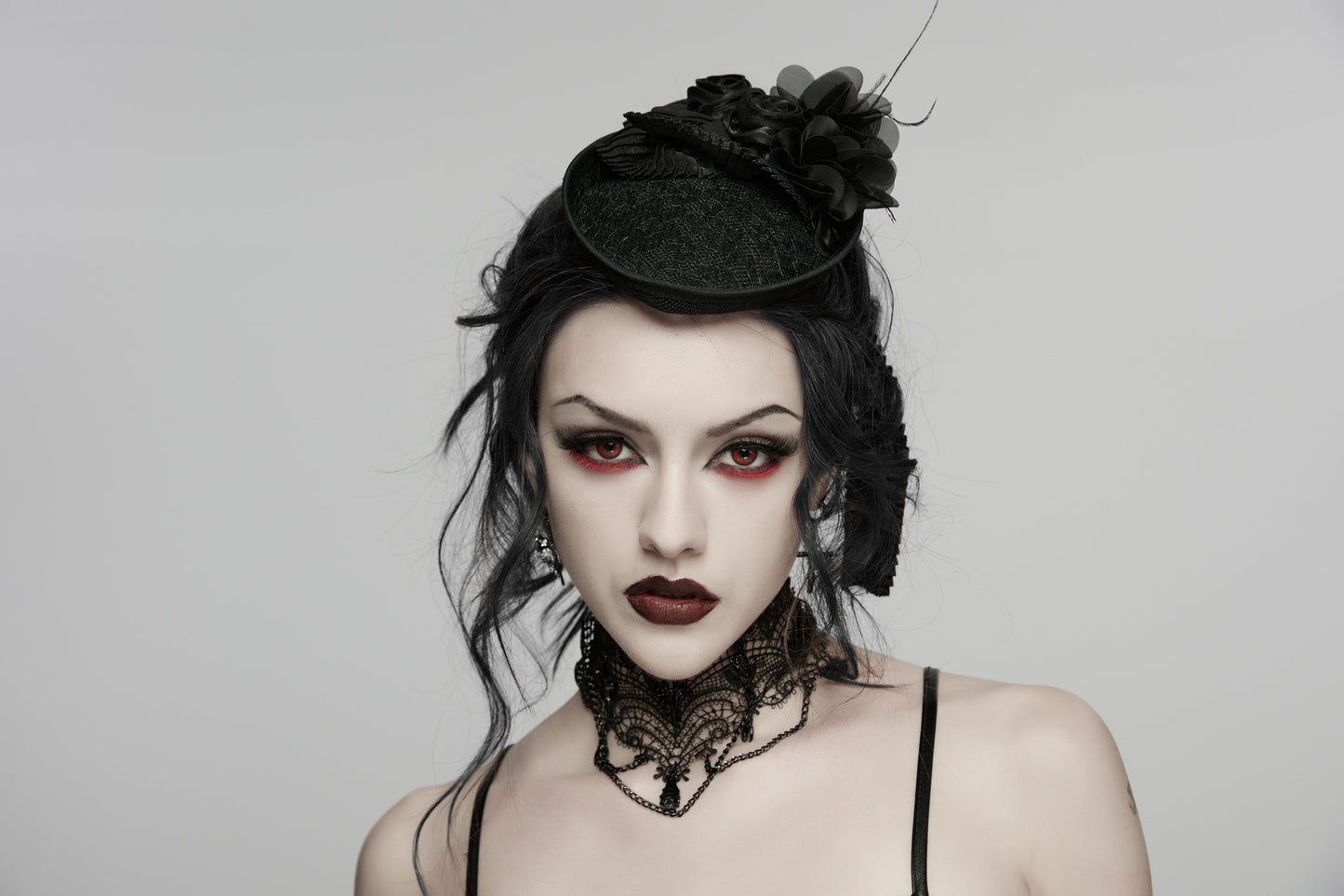 Punk Rave Goth Rose Ribbon Vintage Formal Hat