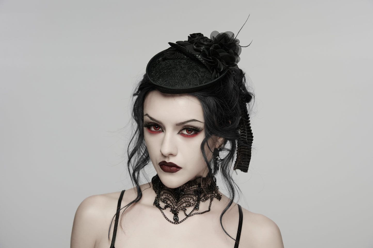 Punk Rave Goth Rose Ribbon Vintage Formal Hat