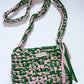 Green and Pink Crochet Bag, Handmade with T-Shirt Yarn