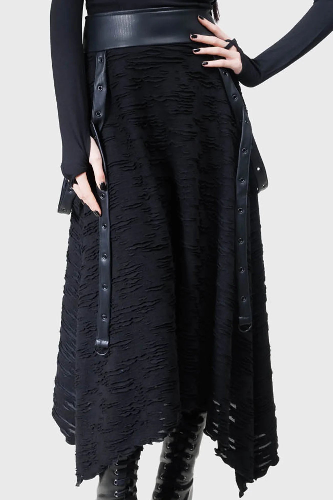 Killstar Gloomara Textured Jersey Skirt