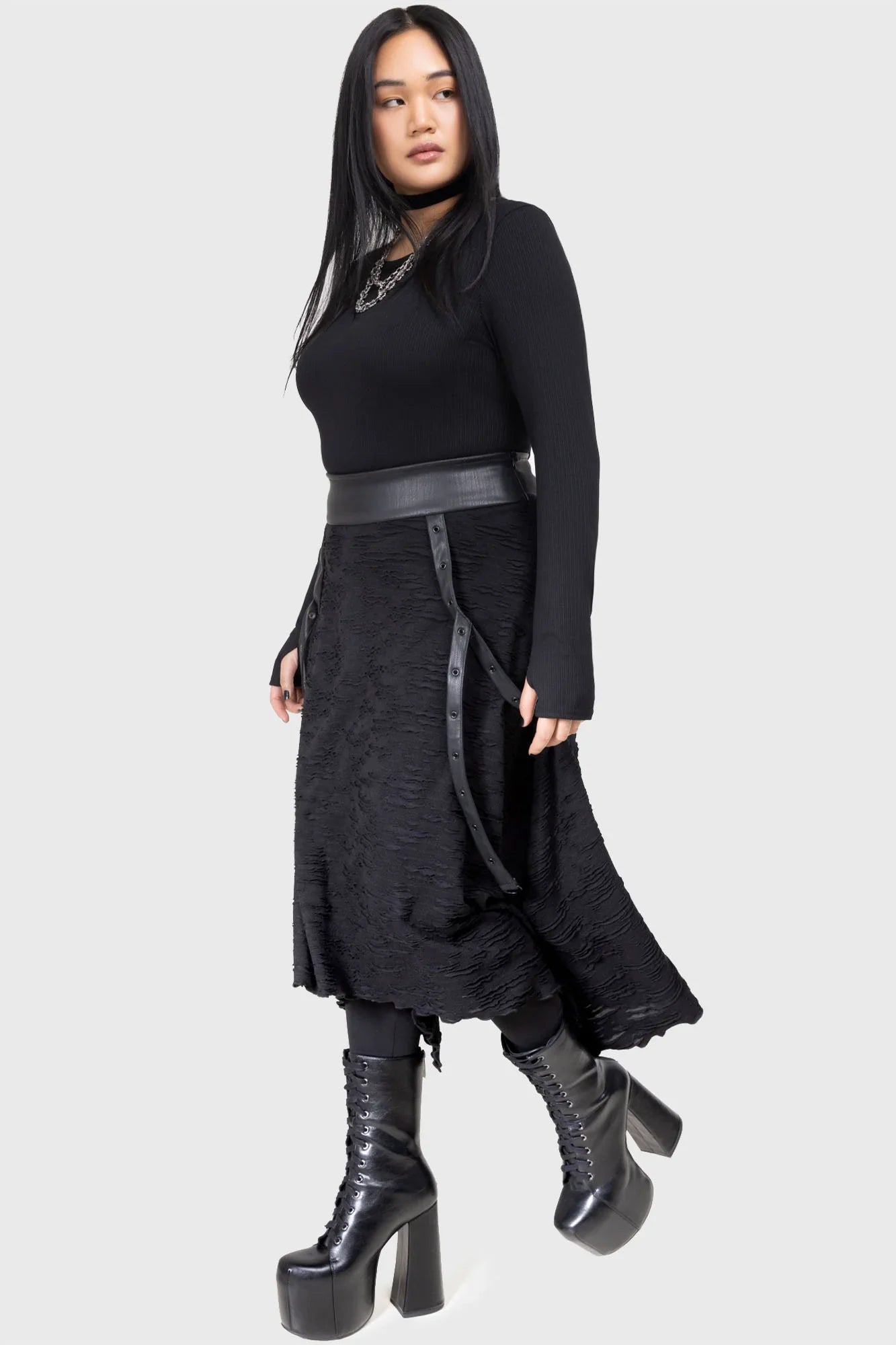 Killstar Gloomara Textured Jersey Skirt