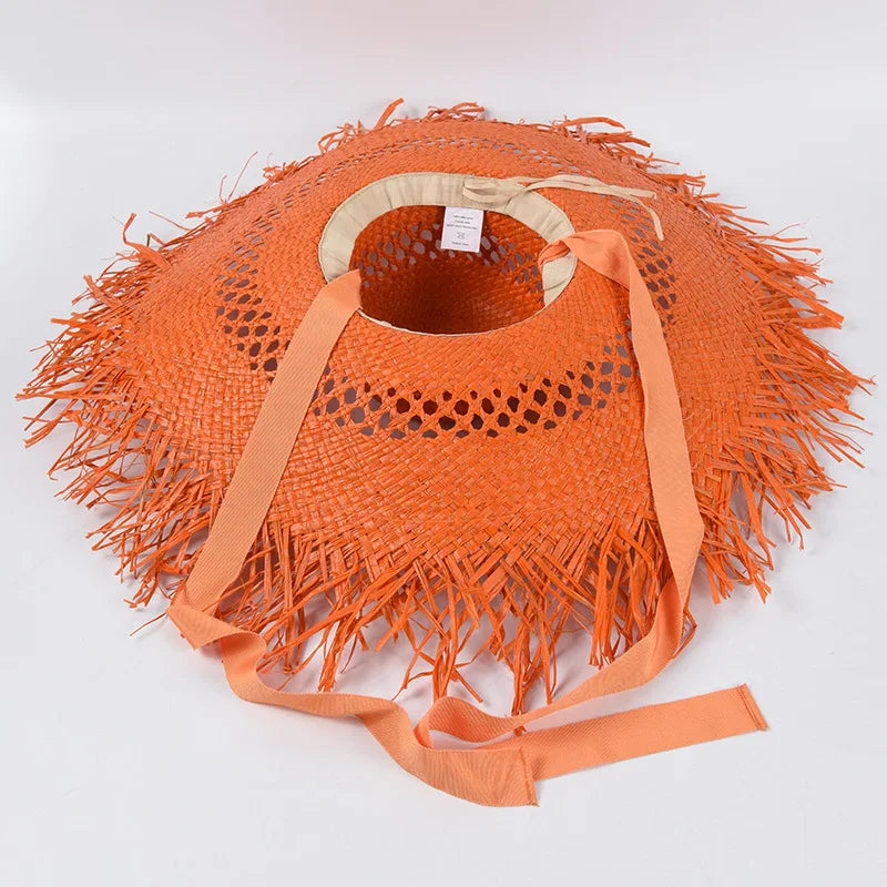 Women's Summer Raffia Hat, Wide Brimmed Sun Protection, Popping Colours