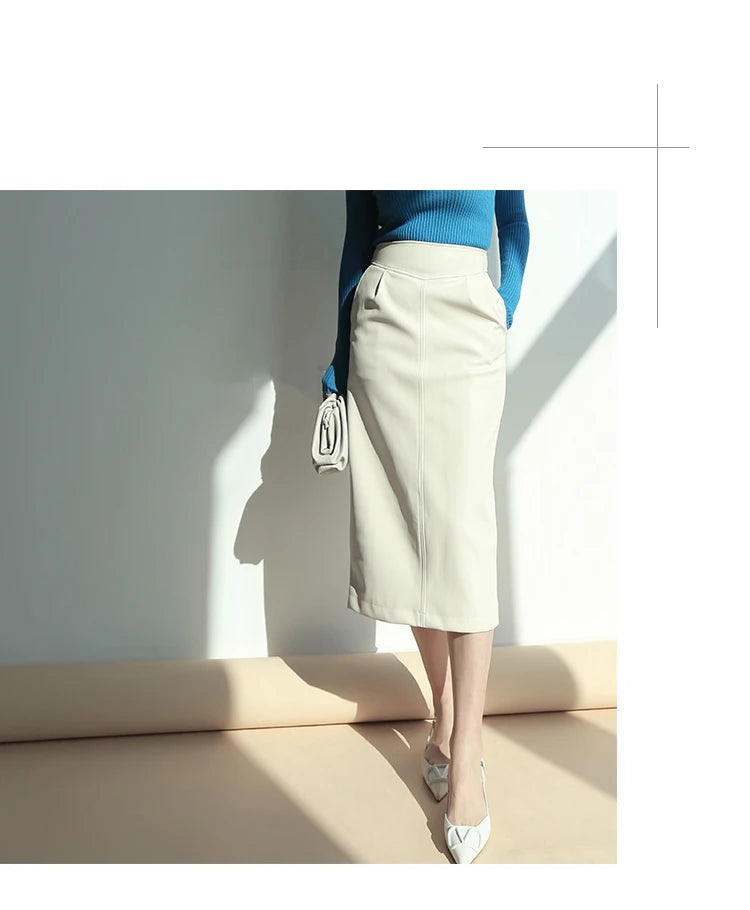 Nerazzurri High-Waist Faux Leather Fashion Skirt, Plus Sizes