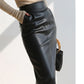 Nerazzurri High-Waist Faux Leather Fashion Skirt, Plus Sizes